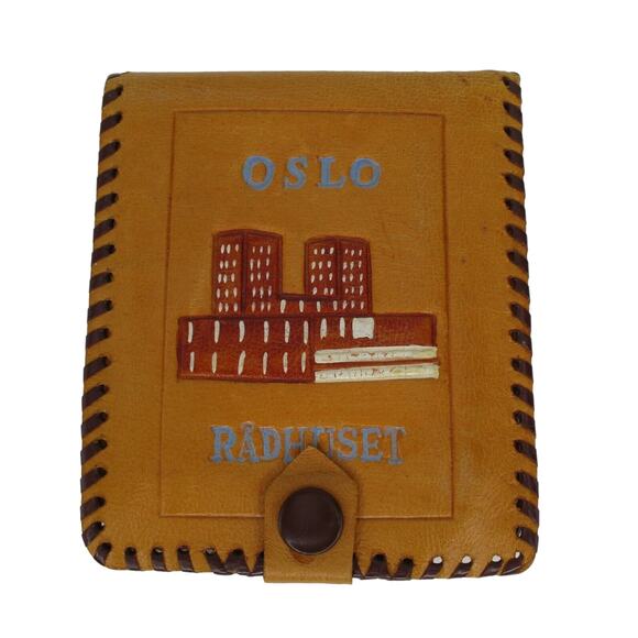 OSLO RADHUSET LIGHT BROWN LEATHER CASH / COIN WALLET 9.75" X 3.75" TORDENSKJOLD - Picture 1 of 7